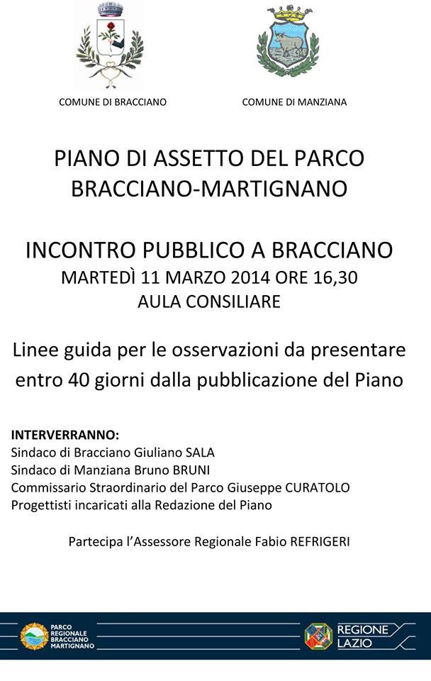 manifesto piano di assetto del parco di Bracciano