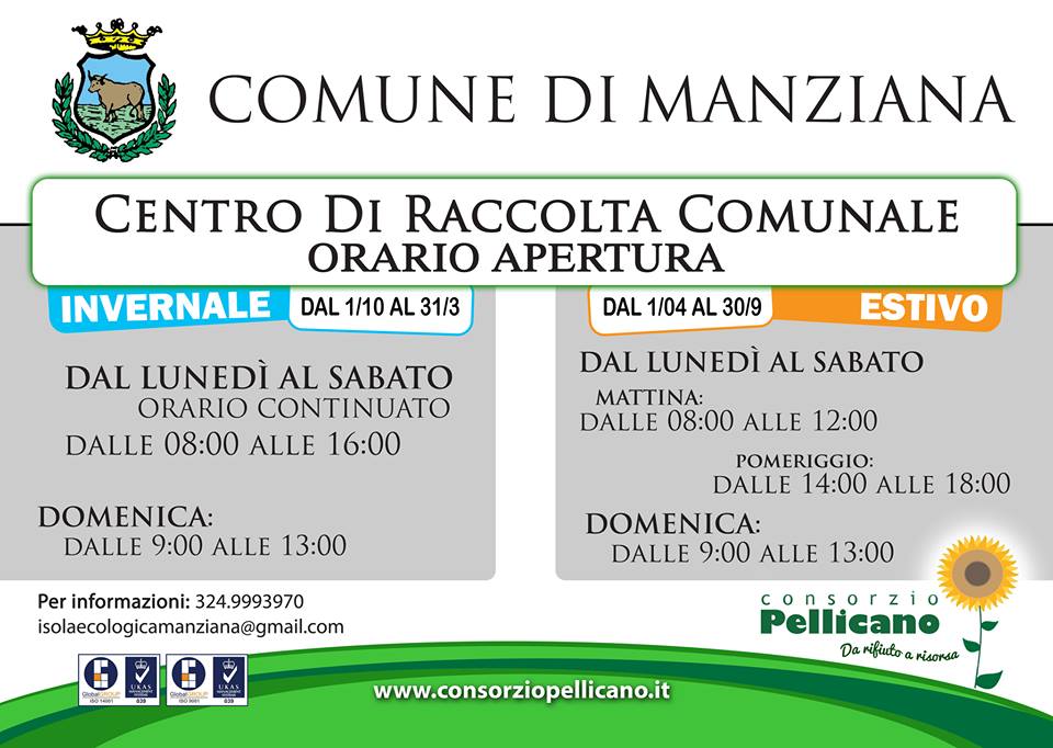 orario estivi isola ecologica Manziana