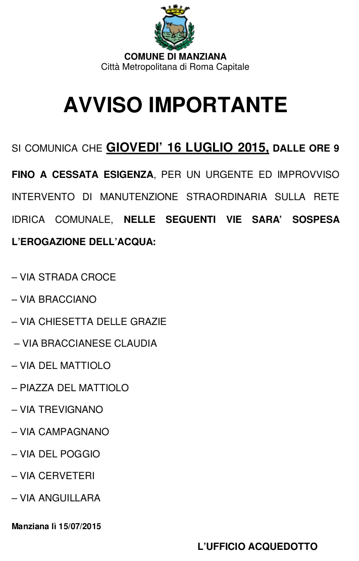 avviso acqua LUGLIO 2015